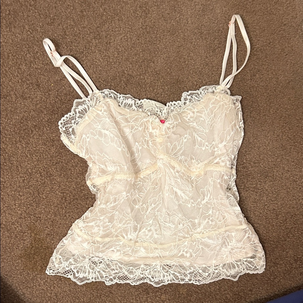 Free People Cream Lace Tank Top